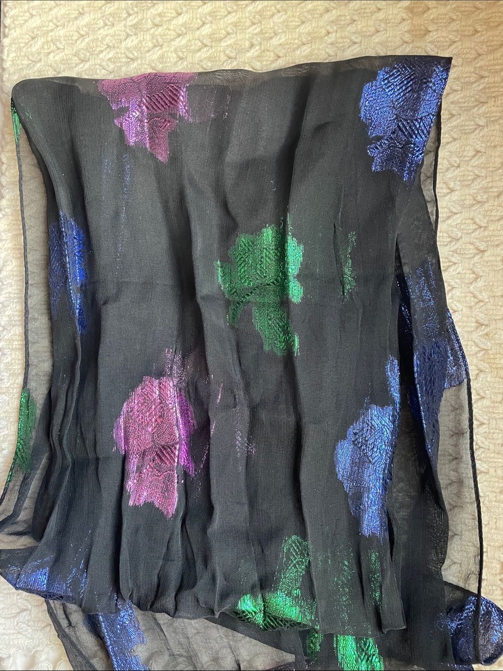 VTG FLORAL ETCHED SCARF